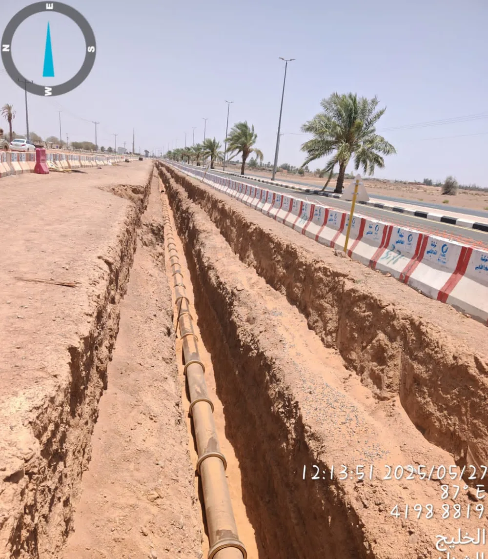 أعمال تنفيذ شبكات الصرف الصحي بمدينة الشنان